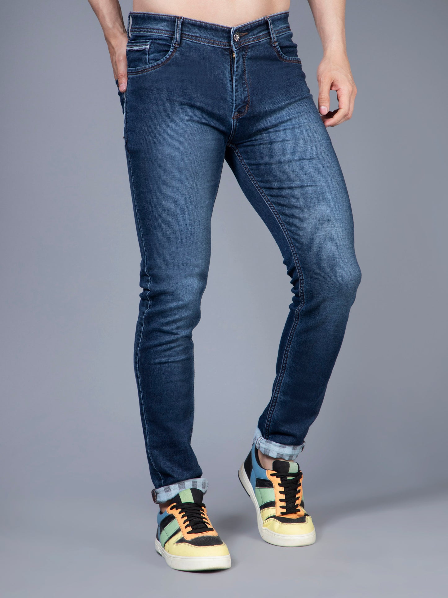 Reverse Checks Deep Jeans