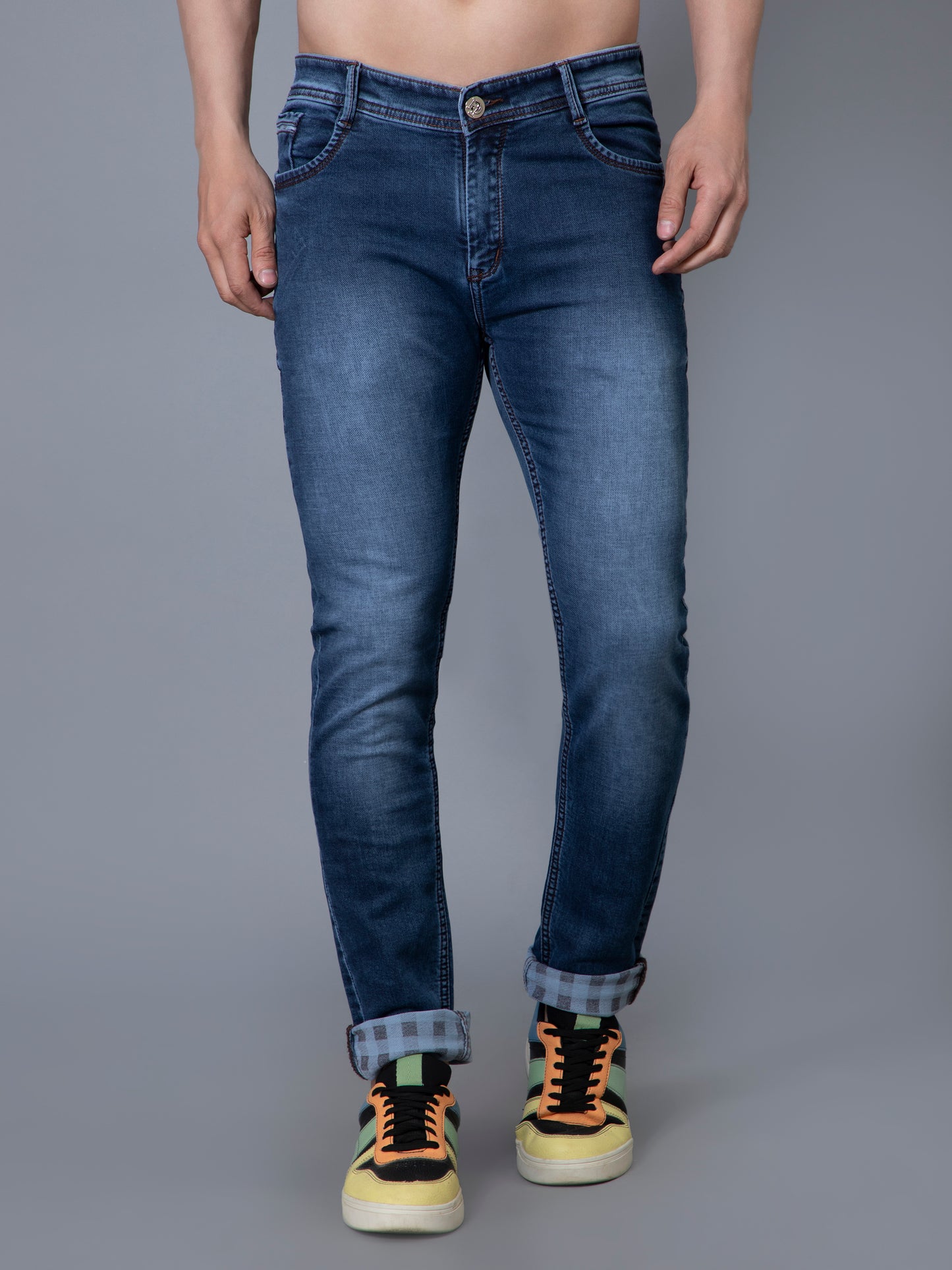 Reverse Checks Sky Jeans