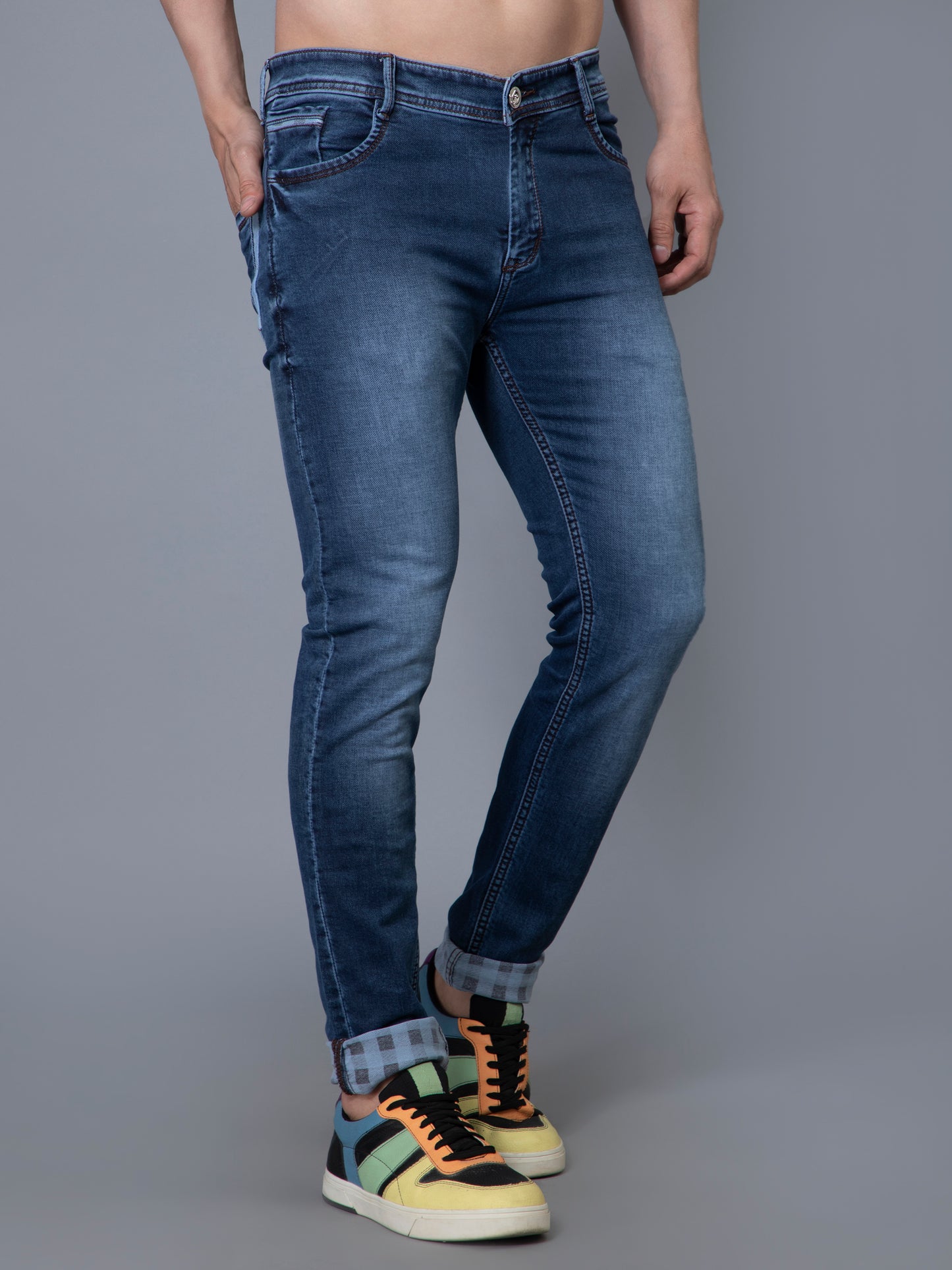 Reverse Checks Sky Jeans