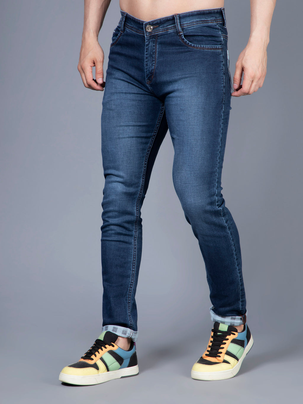 Reverse Checks Deep Jeans