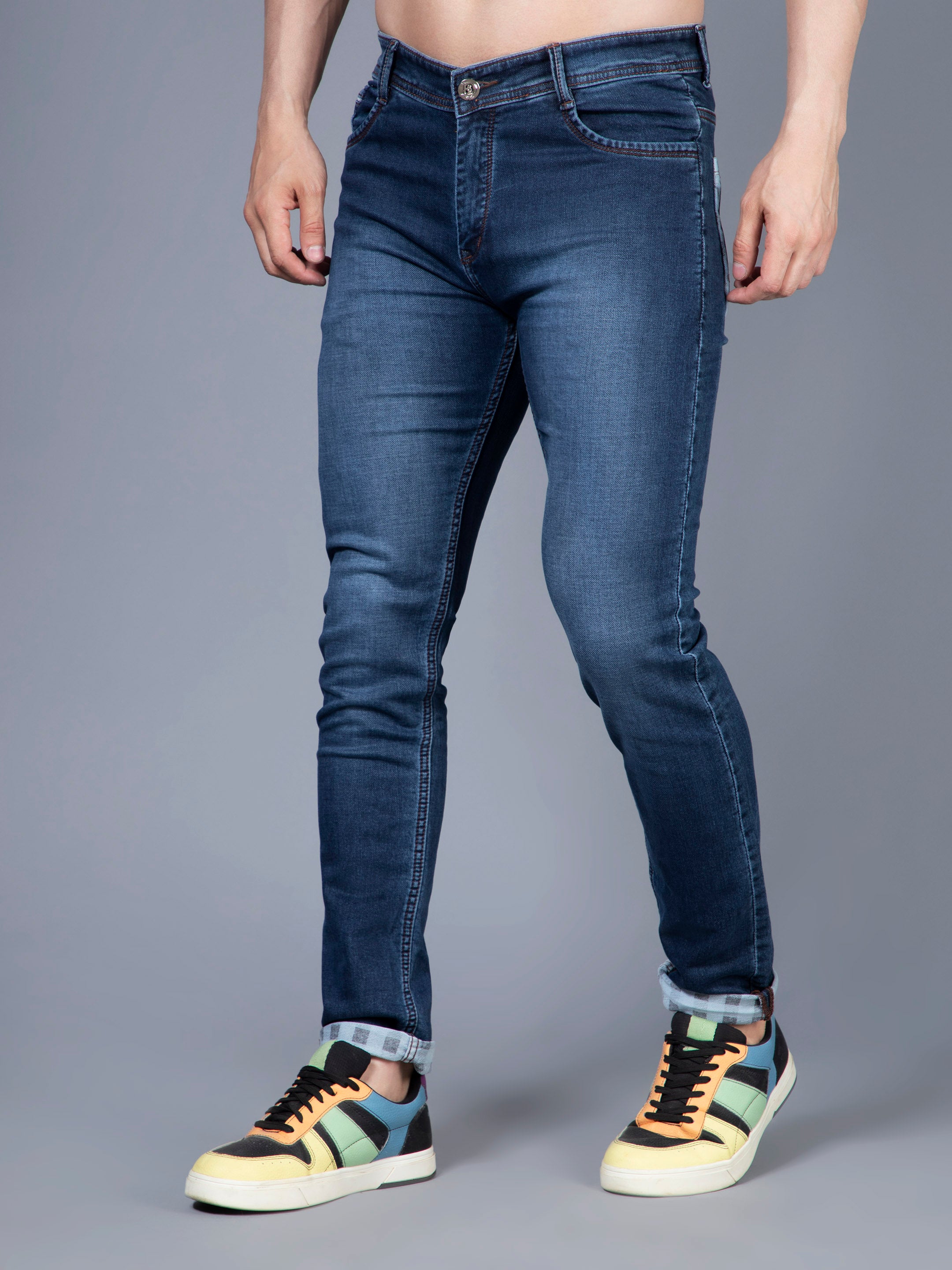 Reverse Checks Deep Jeans